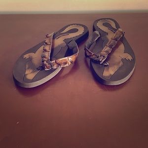 Bottega Veneta Brown Alligator Thong Sandals